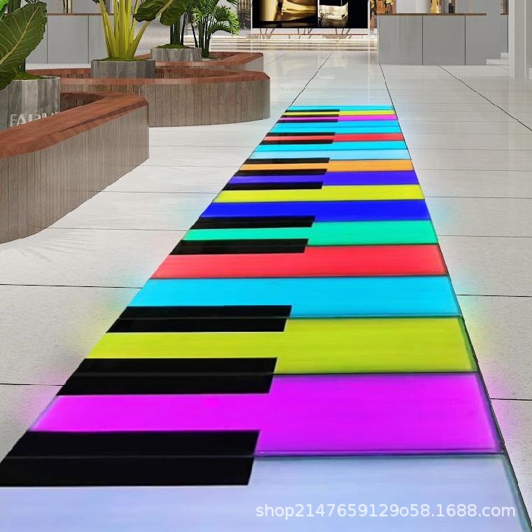 led piano-sensing floor tile light, staircase step, popular music foot pedal light, luminous piano key interactive floor piano full figure