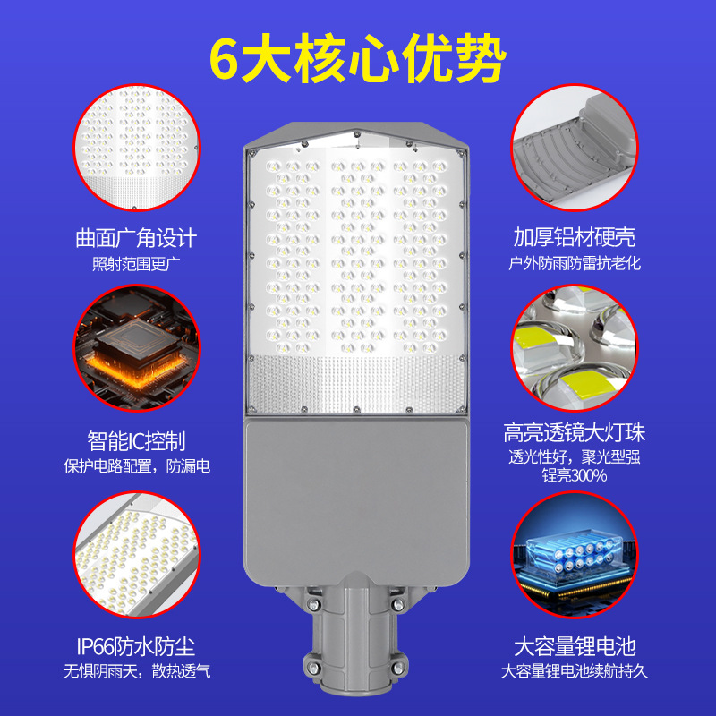 Wholesale solar street lamps, road outdoor street lamp pole manufacturers, new rural high-power integrated street lamps, high-pole lamps details Picture