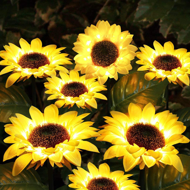 Cross-border best-selling solar sunflower lamps, garden and courtyard simulation flower lawn ground insert lamps, decorative lamps and landscape lamps details Picture