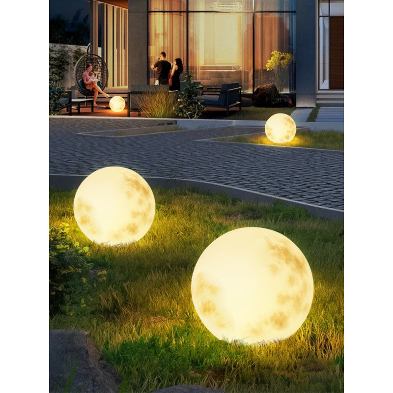 Moon lamp, outdoor solar lawn lamp, courtyard moon lamp, yard garden landscape decoration, spherical waterproof floor lamp Specification drawing