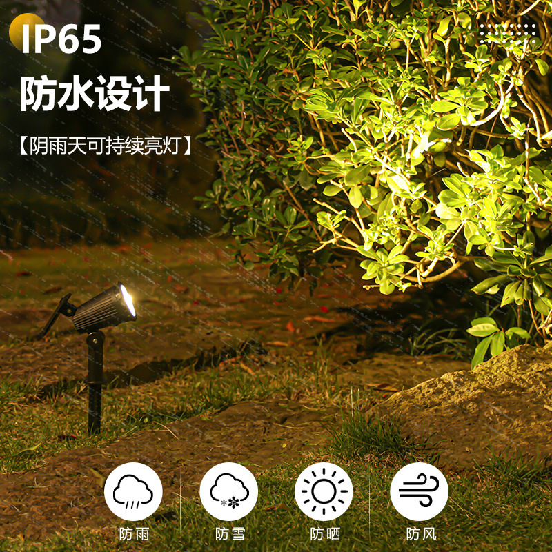 Outdoor solar spotlights, light-controlled waterproof ground plug lawn lights, household outdoor landscape courtyard lights, garden tree lighting lights Application Scenario