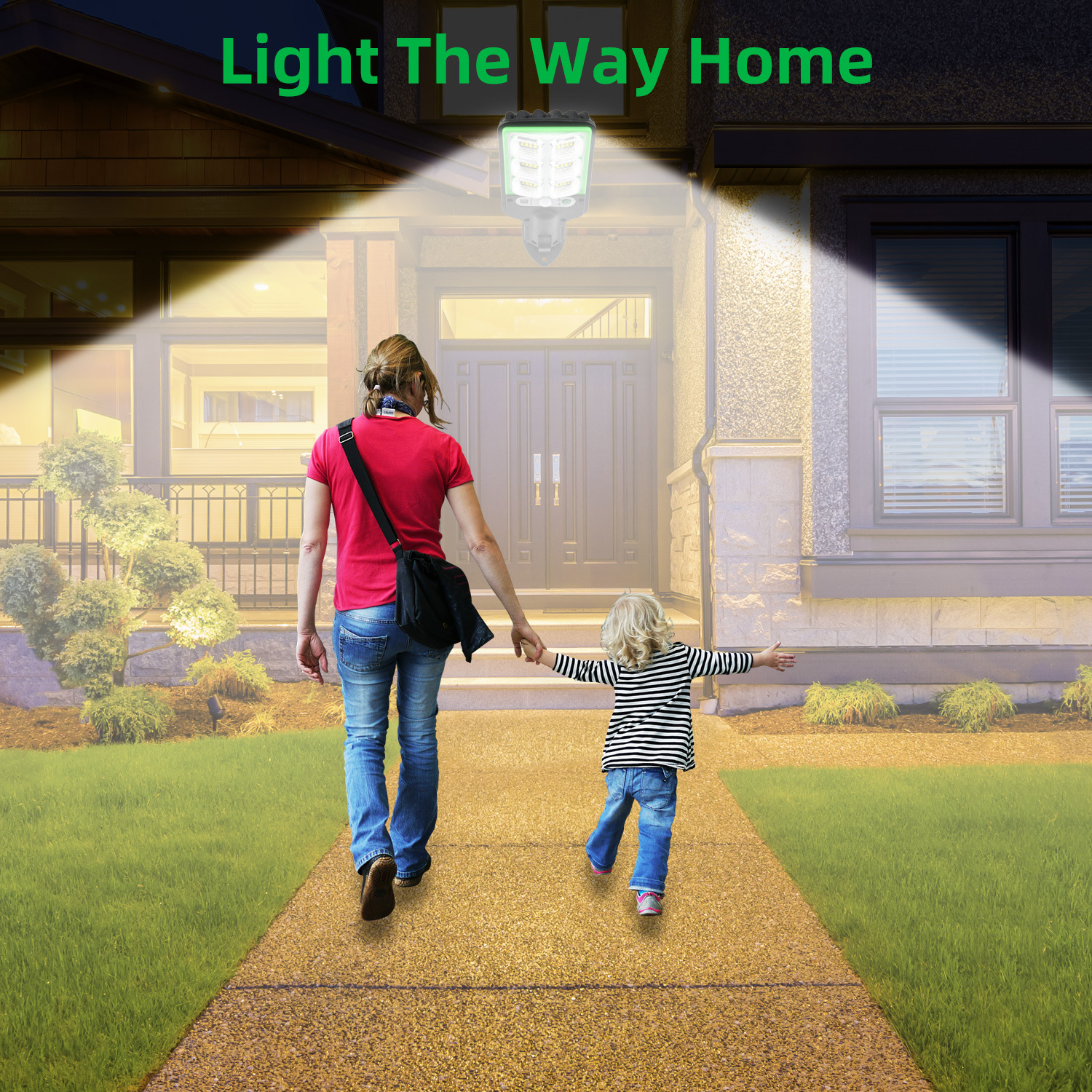Amazon-style solar outdoor garden lamps, household human body sensor street lamps, rural yard lighting LED wall lamps details Picture