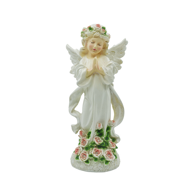 Cross-border flower fairy resin ornaments, outdoor garden angel solar lamp handicrafts, creative courtyard statue decorations Item Picture