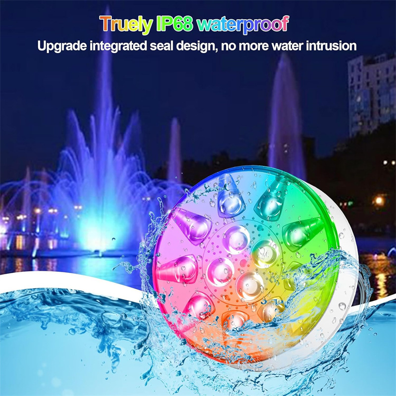 New led teardrop-shaped usb charging swimming pool light 13-lamp RGB 16-color timed RF remote control diving light underwater light details Picture