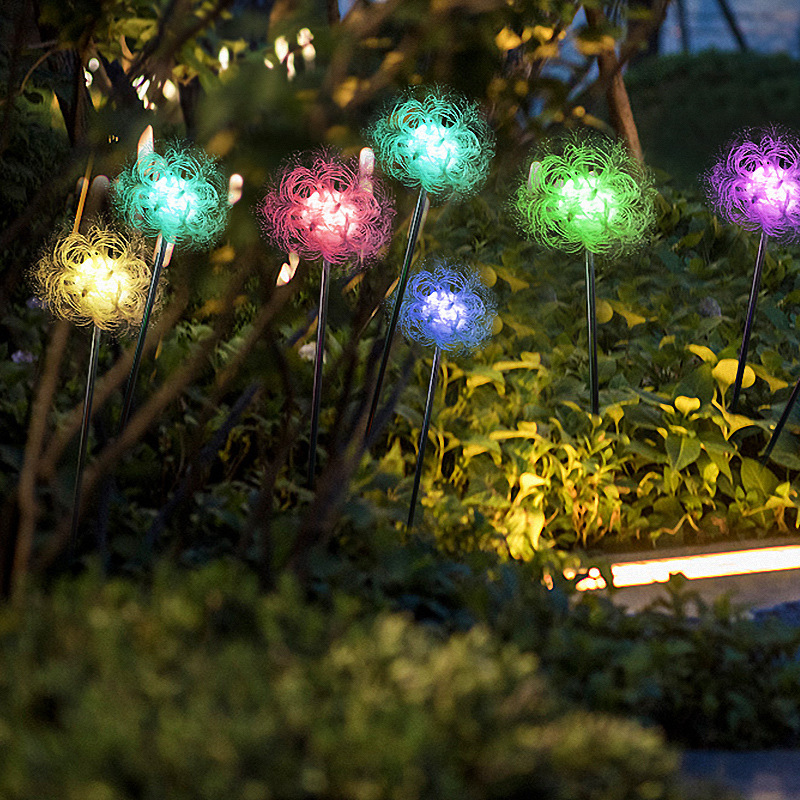Solar landscape lights, ground socket lights, led round balls, copper wires, reeds, outdoor waterproof, villa courtyard, camping decoration details Picture