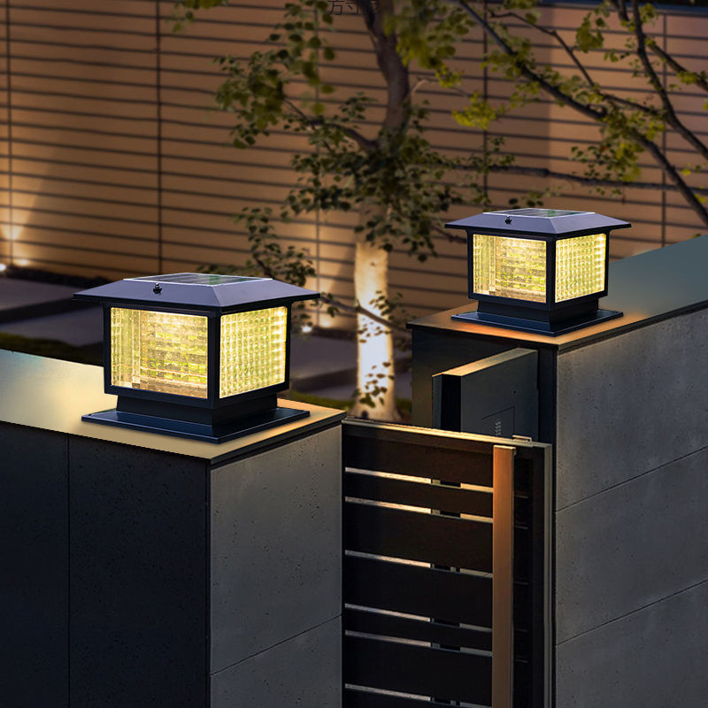 Solar balcony outdoor column head lights, outdoor courtyard lights, villa column lights, 2025 column lights, household door wholesale details Picture