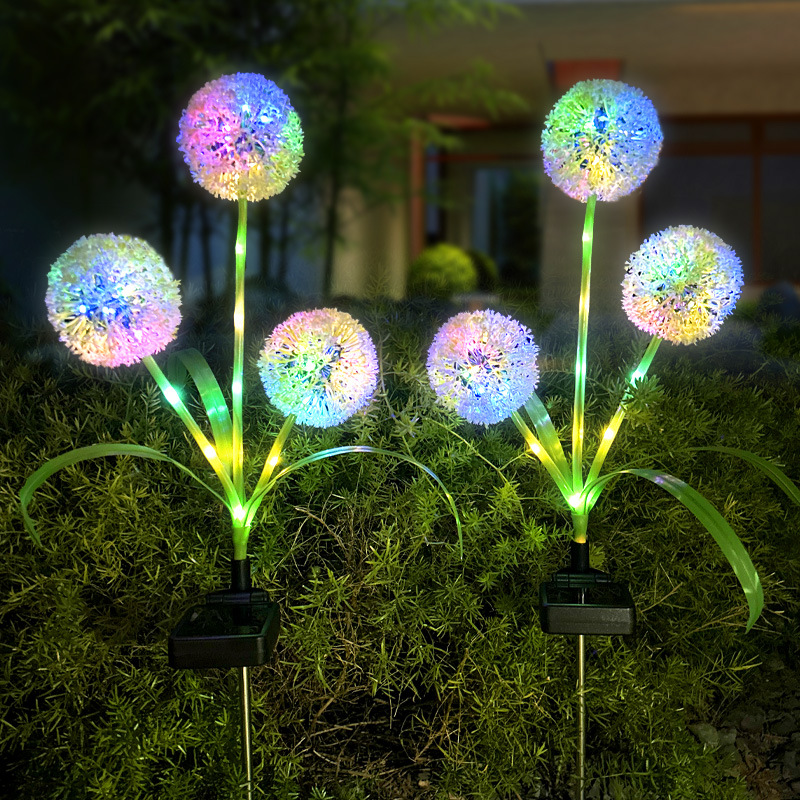 Solar lawn lights, LED dandelion lights, outdoor waterproof courtyard garden grass decorative lights, ground plug-in landscape lights full figure