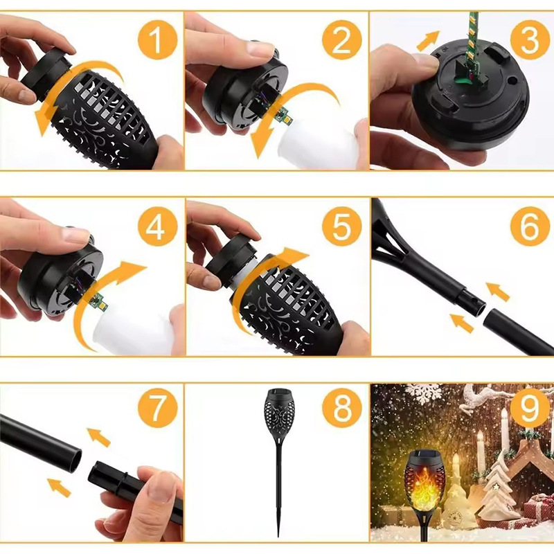 Cross-border solar flame lamp, 12led torch lamp, outdoor courtyard garden decorative landscape lamp, ground insert lawn lamp Application Scenario
