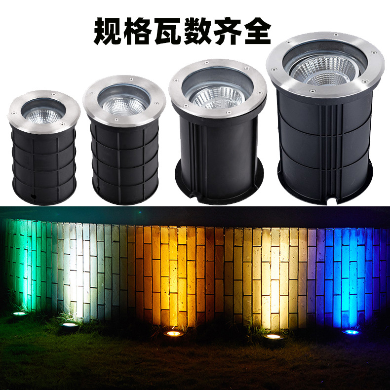 Adjustable Angle ground lamp, cross-border foreign trade outdoor waterproof round 15W, 30W embedded COB polarized ground lamp Specification drawing