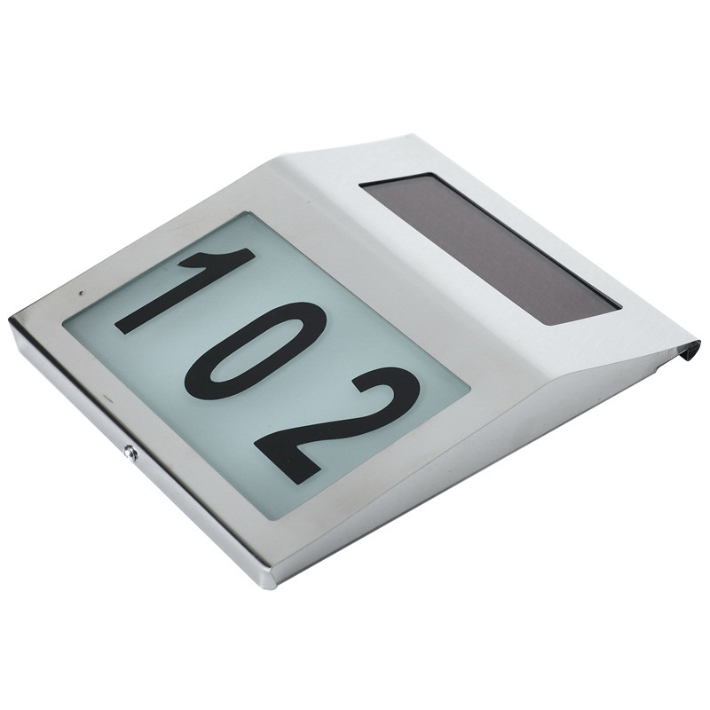 Cross-border outdoor waterproof solar stainless steel house number light 2LED wall house number indicator light courtyard wall lamp details Picture