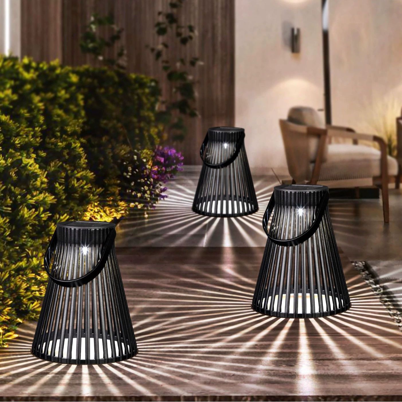 Solar light mesh cover hanging light, solar outdoor garden light, automatic lighting at dark, outdoor light, ambient light, shadow light Application Scenario
