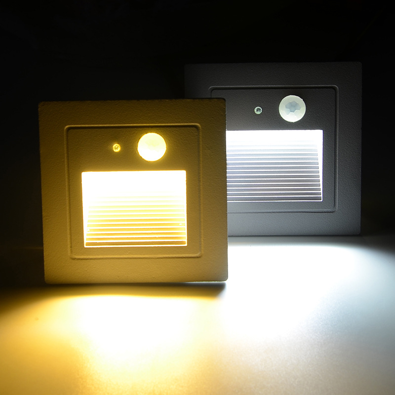 Outdoor 8585 LED human body sensor floor lamp, outdoor waterproof sensor step lamp, embedded aluminum floor lamp details Picture