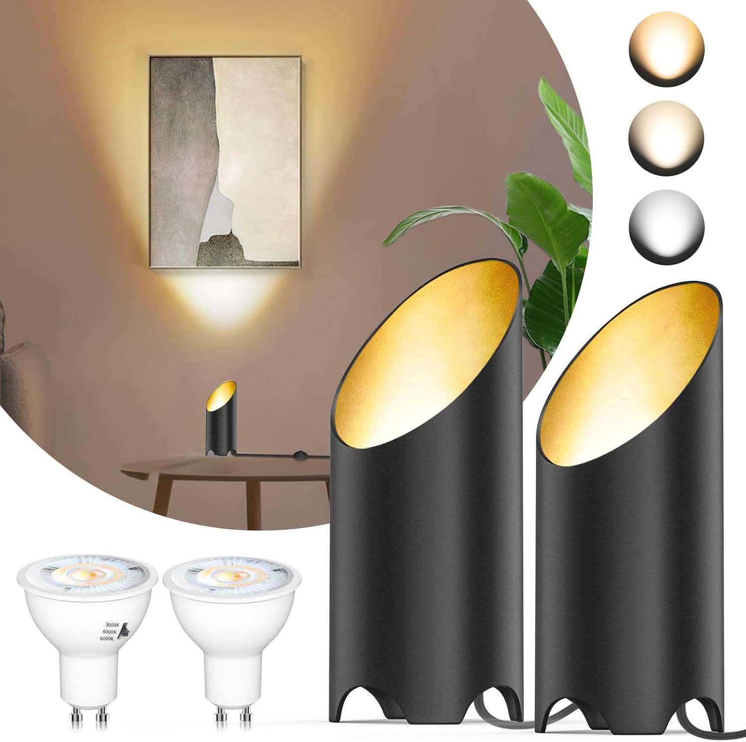 Indoor slanted downlight GU10 three-tone light foot-open light tree advertising hanging painting atmosphere lighting lamp spotlight tube details Picture
