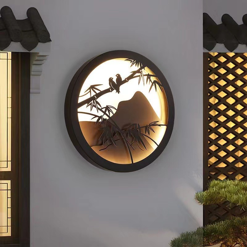 New Chinese-style outdoor waterproof wall lamps, courtyard balcony corridor lamps, villa foyer lamps, garden exterior wall landscape wall lamps Application Scenario