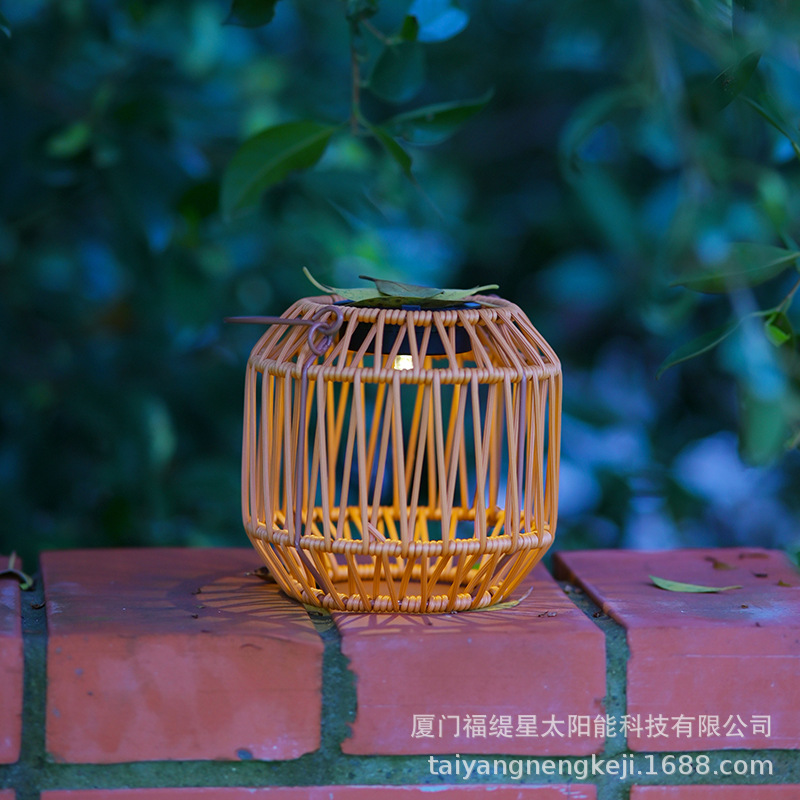 Solar-powered outdoor garden lamps, household portable bamboo woven decorative lanterns, balcony, garden and terrace decoration atmosphere chandeliers Application Scenario