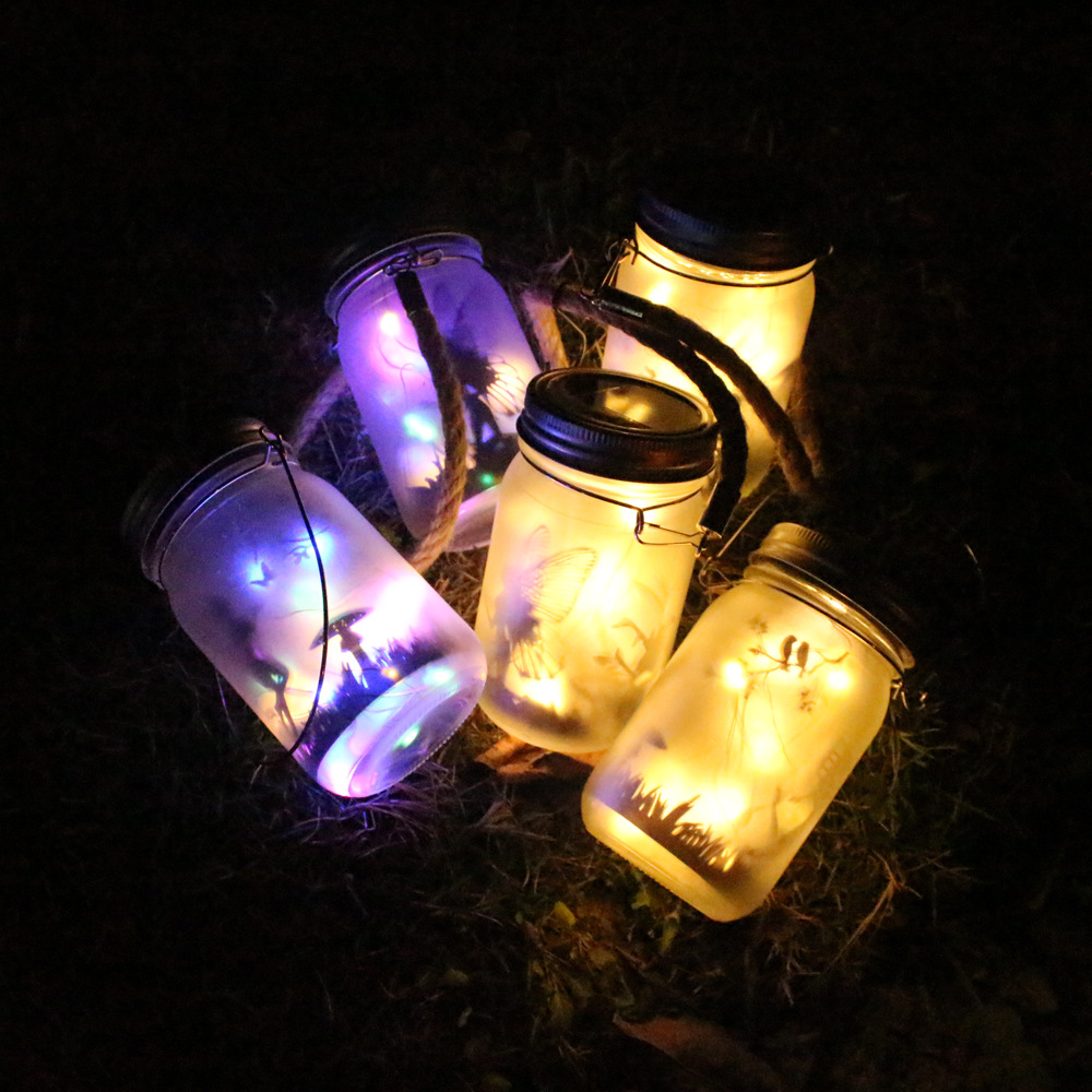 Cross-border Amazon solar glass Mason bottle, fairy can, solar lamp, garden lamp, garden decorative atmosphere lamp full figure