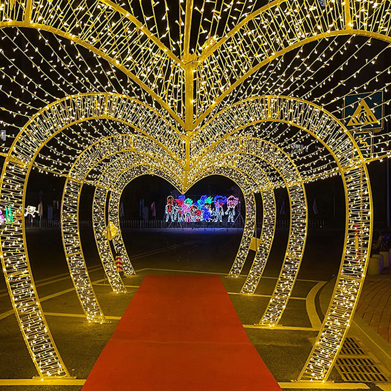 LED heart-shaped corridor arch-shaped lights, time tunnel outdoor lighting festival, park festival decorative lights, landscape lights Specification drawing