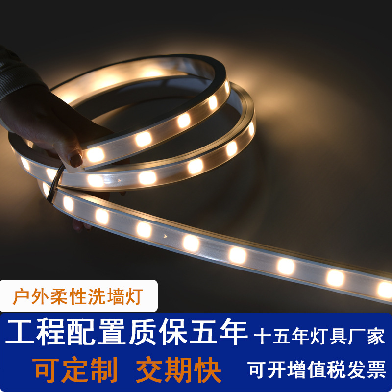 led flexible wall-washing light, diffuse reflection lens light strip, engineering type, bridge silicone lighting, outdoor waterproof 24v spotlight full figure