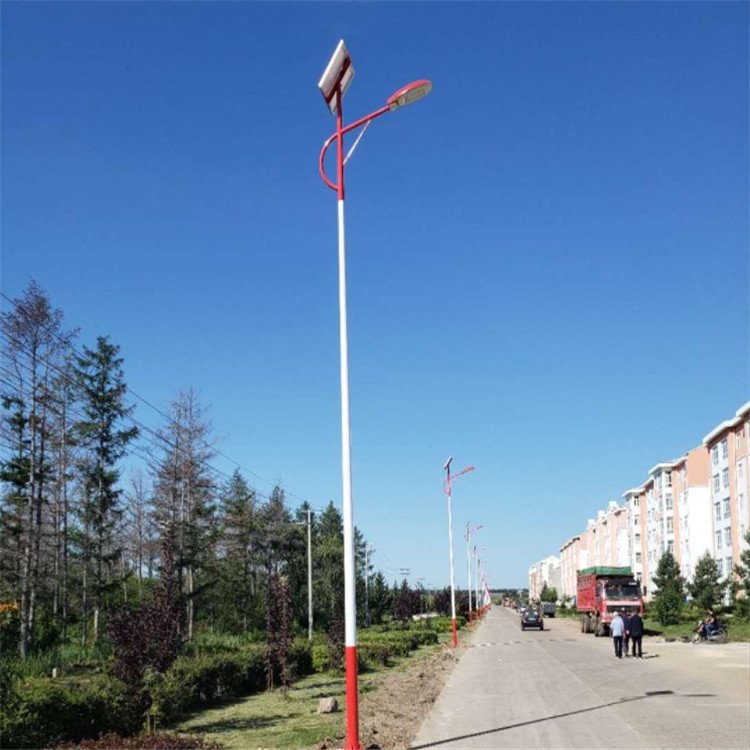 6-meter and 8-meter new rural solar street lamps, road project street lamps, rural lighting LED solar integrated lamps Specification drawing