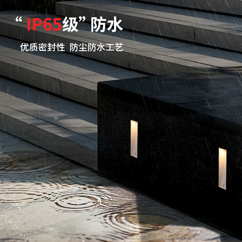 Frameless floor light, waterproof embedded square corner, staircase, corridor, outdoor human body sensor led step light Application Scenario