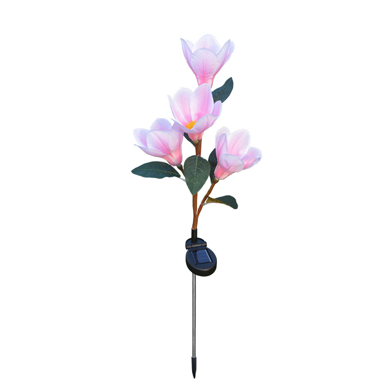 New 4-head solar-powered magnolia flower Spring Festival lantern, festive atmosphere, terrace lawn and garden decoration LED ambient light Item Picture