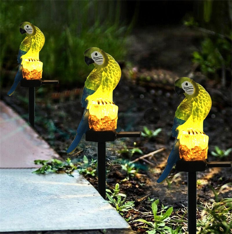 Cross-border solar resin parrot garden ground insert lights, outdoor park LED landscape lights, courtyard decorative lawn lights details Picture