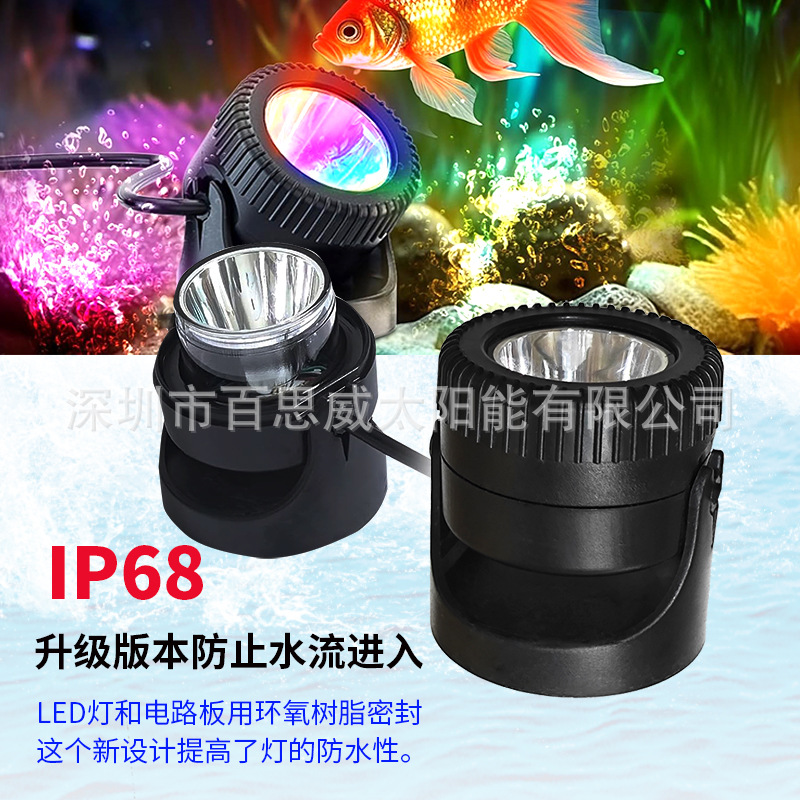 Cross-border new plug-in underwater light decorative light, water and land dual-purpose swimming pool light, outdoor courtyard rockery LED underwater light Specification drawing