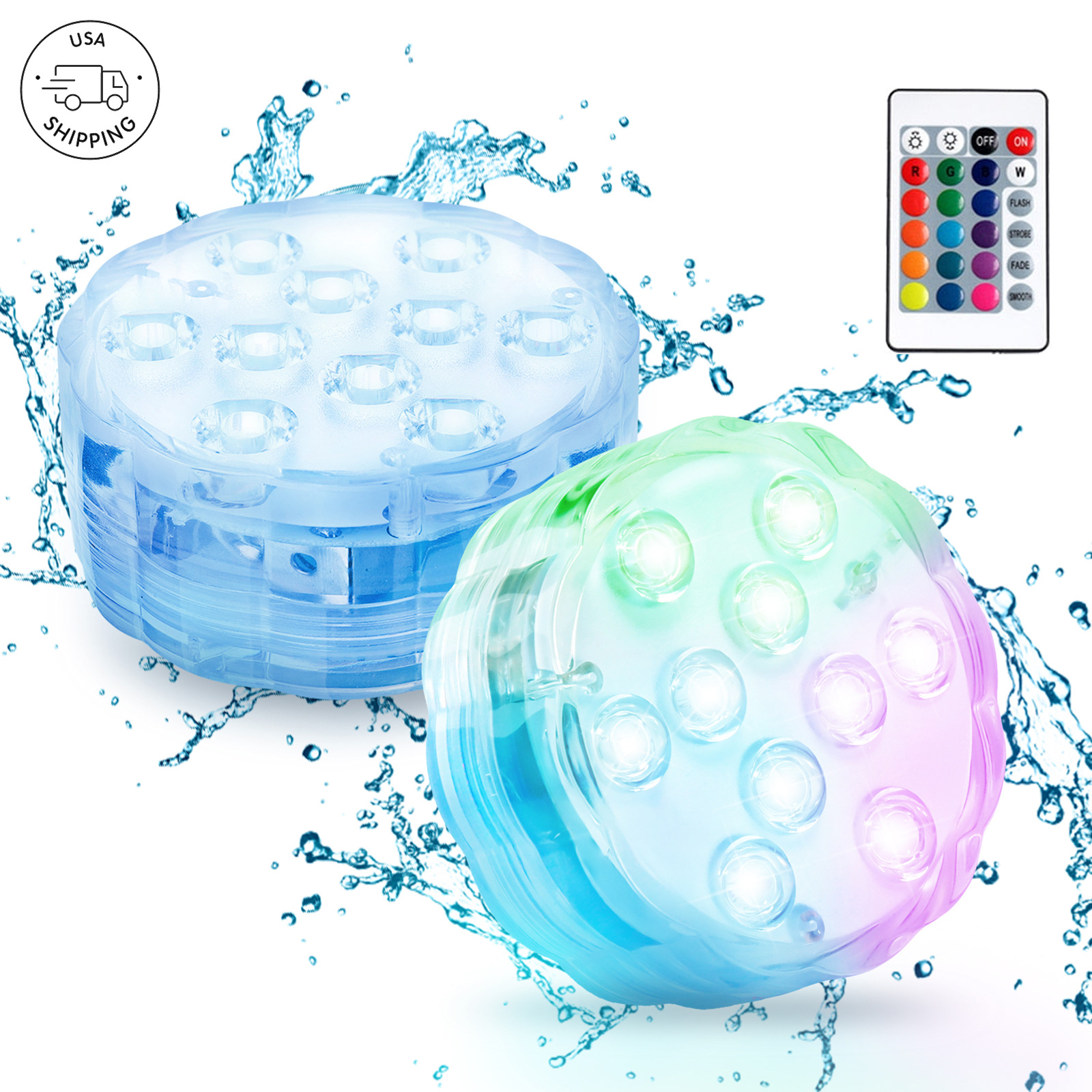 Cross-border bestsellers: RGB remote-controlled diving lights, aquarium and fish tank decoration, swimming pool lights, seven-color led waterproof underwater lights full figure