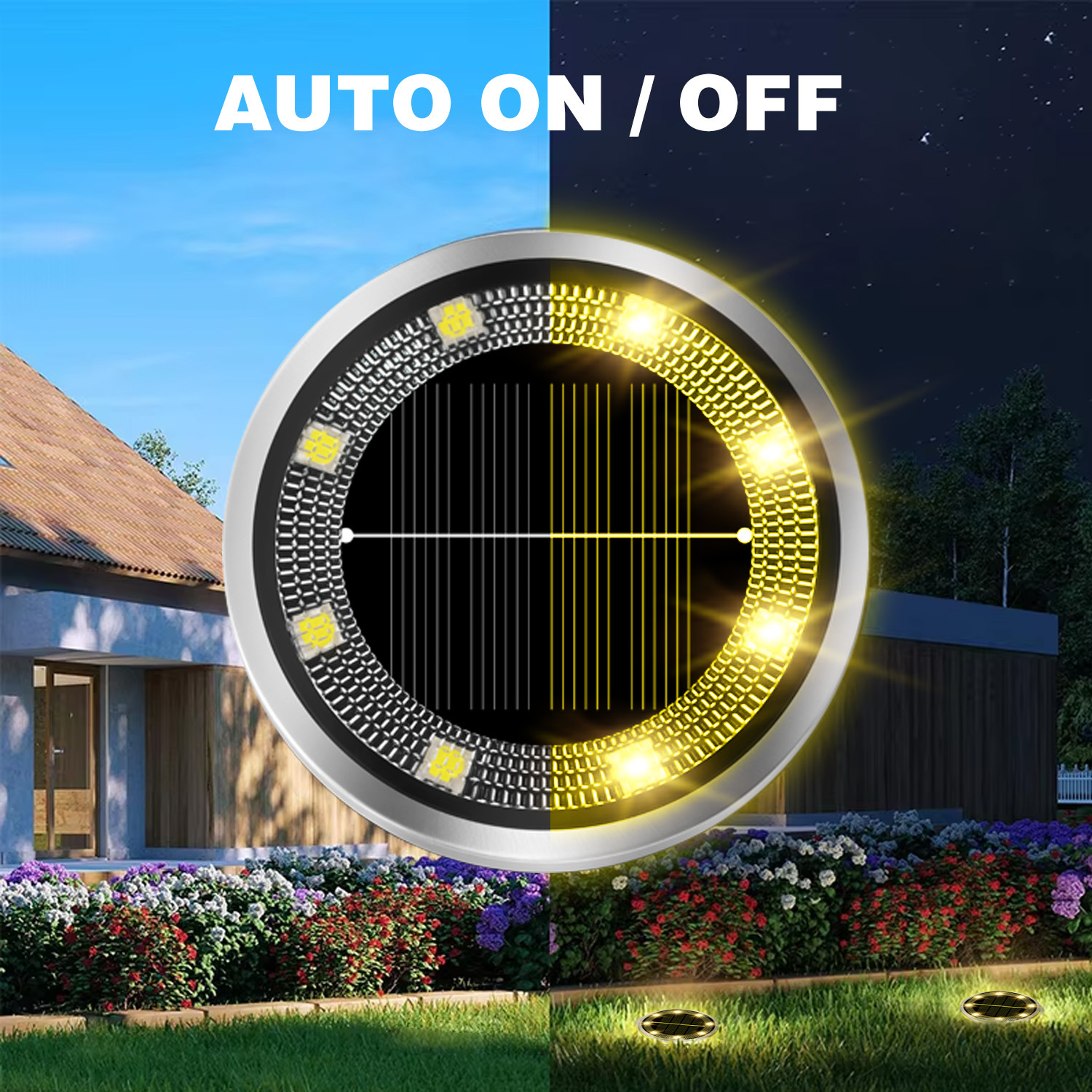 Amazon's 25-year new outdoor solar ground lights, lawn and courtyard stainless steel lawn lights, ground plug lights and wall lights details Picture