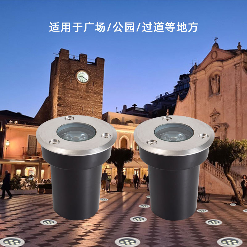 led outdoor waterproof ground lights, embedded underground lights, garden landscape spotlights, lawn lights, circular ground lights details Picture