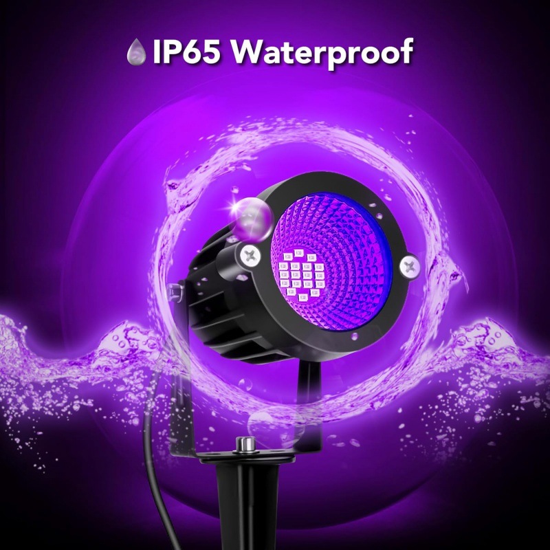 Halloween LED black light 15W purple spotlight Outdoor Christmas decorative lawn light 395nm UV ground insert light Specification drawing