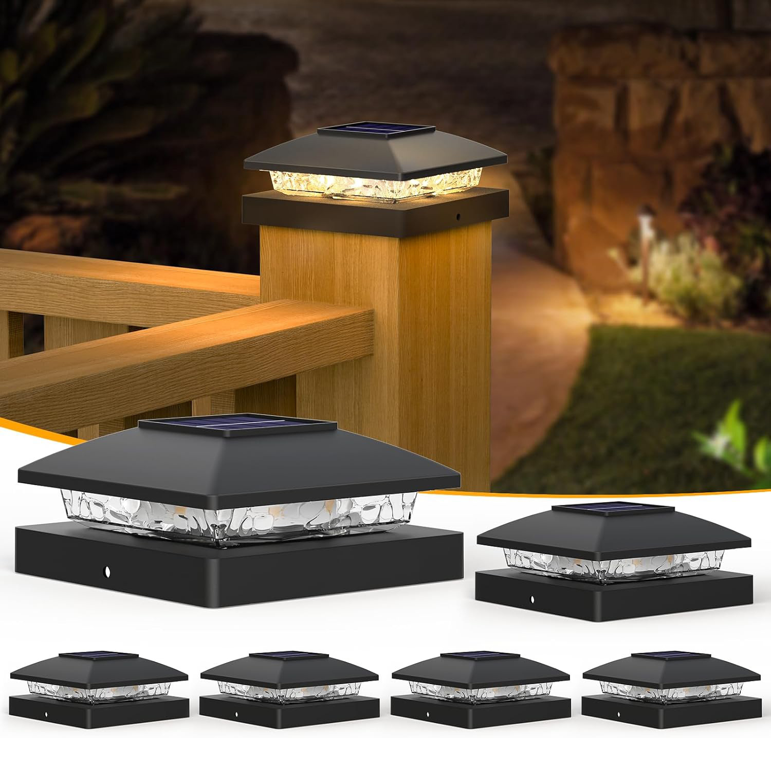 Amazon's new outdoor waterproof solar column head light, fence, courtyard wall, garden cap LED column light full figure