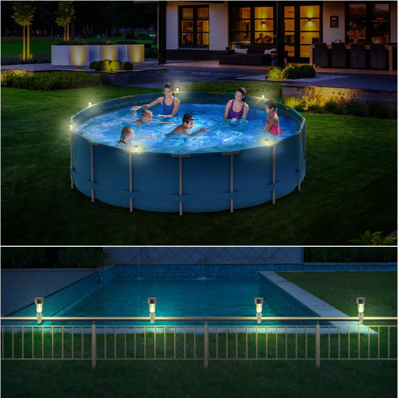 Solar LED swimming pool lights, suitable for ground swimming pool fence decoration,LED waterproof swimming pool accessories night lights Application Scenario