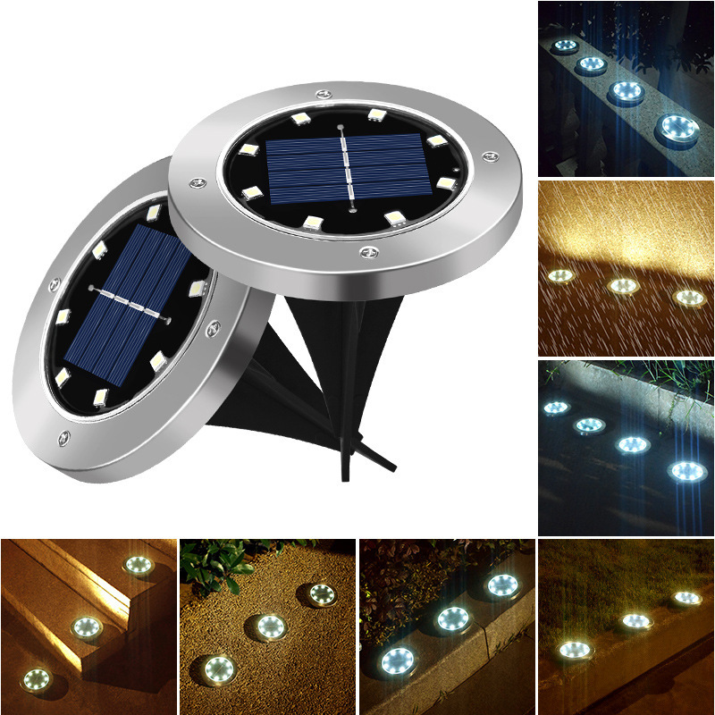 Solar-powered ground lamp with 8LED stainless steel, new outdoor plug-in grass lamp, courtyard garden rainproof villa ground lamp Application Scenario