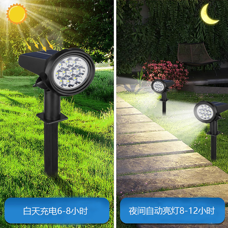 Solar spotlights, outdoor garden ground insert lights, courtyard decorative lights, solar lawn lights, led waterproof tree spotlights details Picture