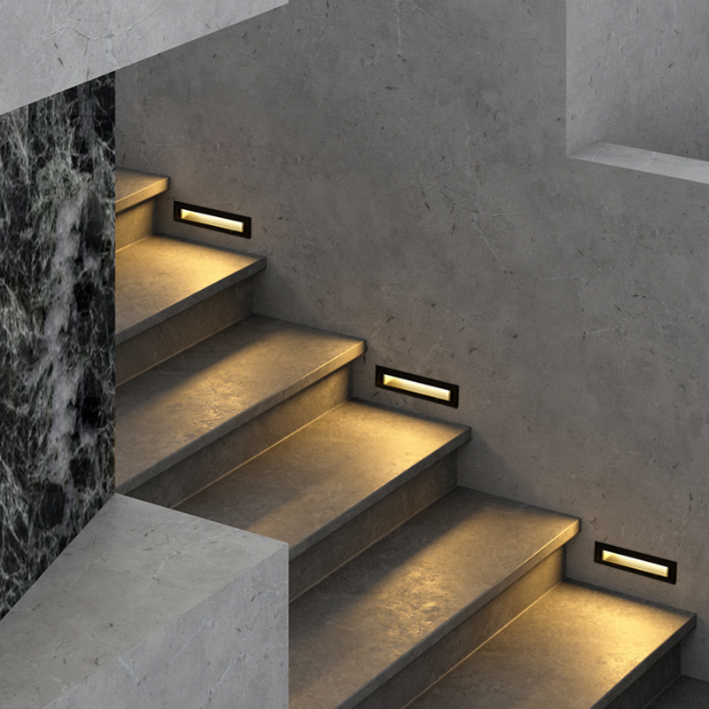 Outdoor waterproof embedded horizontal floor lights, villa step treads, corridor corner lights, outdoor staircase sensor lights details Picture