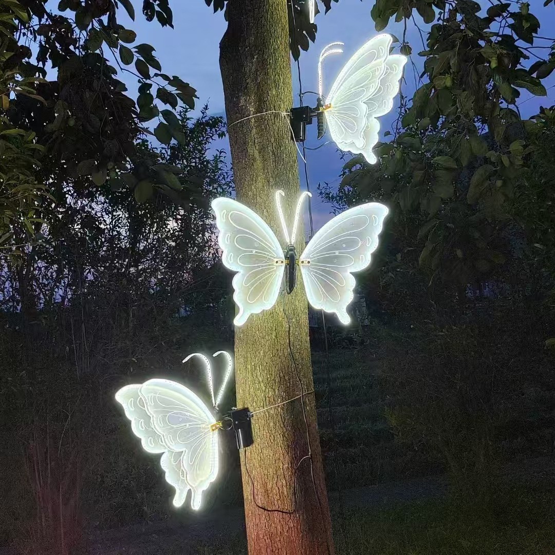 Luminous dynamic butterfly lights, outdoor simulated insect landscape lights, courtyard and campsite lighting dynamic butterfly lights, hanging tree lights Specification drawing
