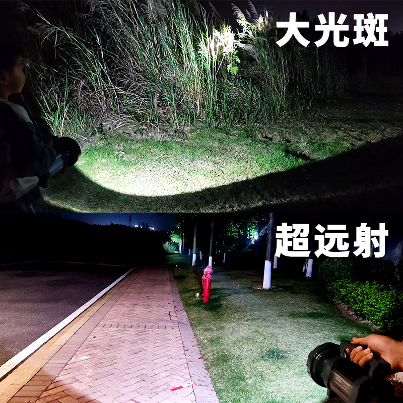 Hand lamp head searchlight lighting charging outdoor LED high-intensity long-range lamp aluminum alloy factory direct sales Specification drawing