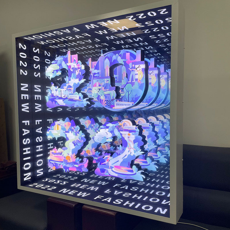 Holographic 3D dancing multi-layer mirror floor tile light, led illuminated stage light, iridescent abyss mirror, magnetic attraction abyss floor light Application Scenario