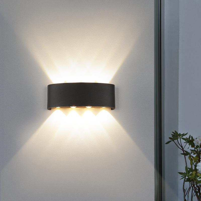 Modern, simple and bright staircase TV background wall lights, corridor bar hotel bull 's-eye outdoor wall lights that glow up and down details Picture