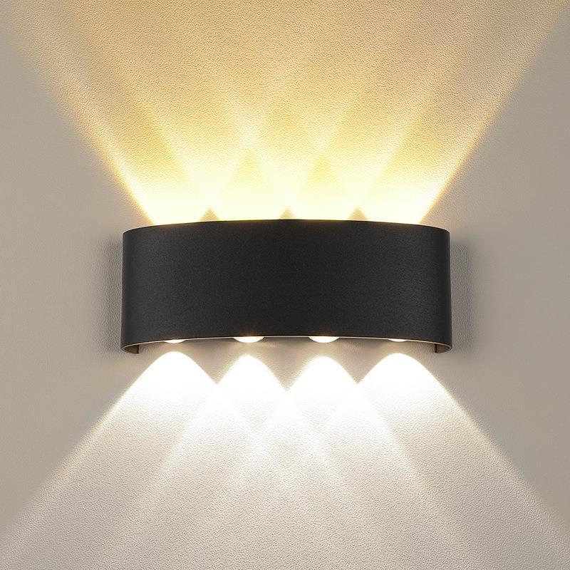 Modern, simple and bright staircase TV background wall lights, corridor bar hotel bull 's-eye outdoor wall lights that glow up and down full figure