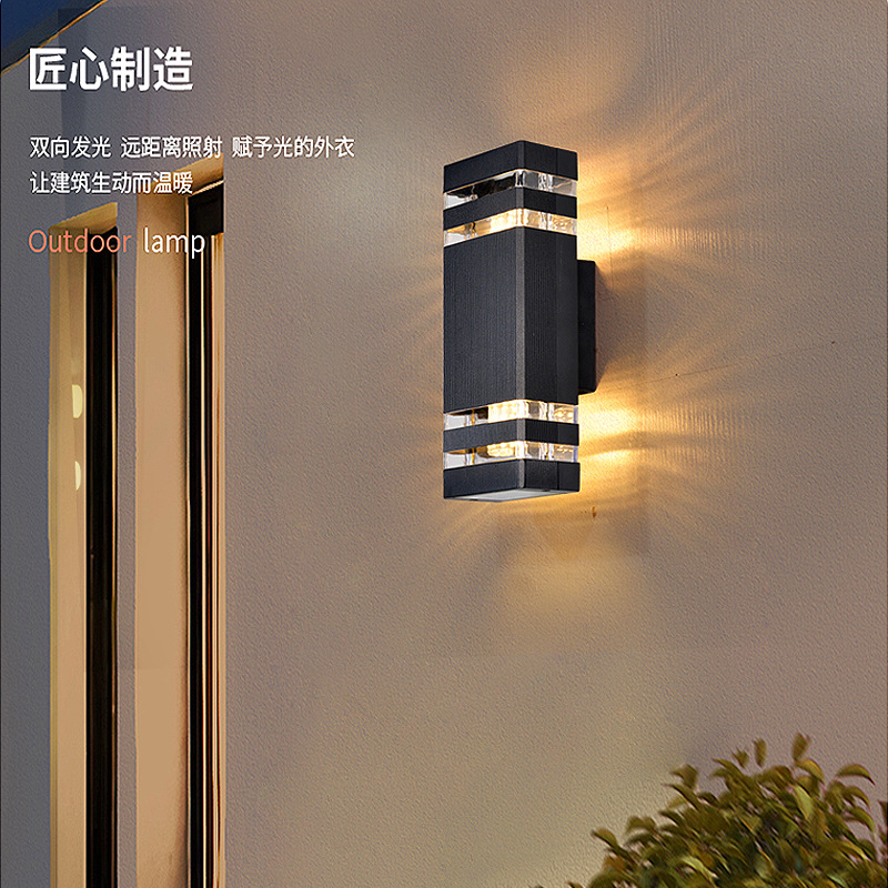 Outdoor wall lamps, led waterproof spotlights, aluminum square up and down corridors, staircases, exterior walls, door columns, hotel outdoor courtyard lamps Specification drawing