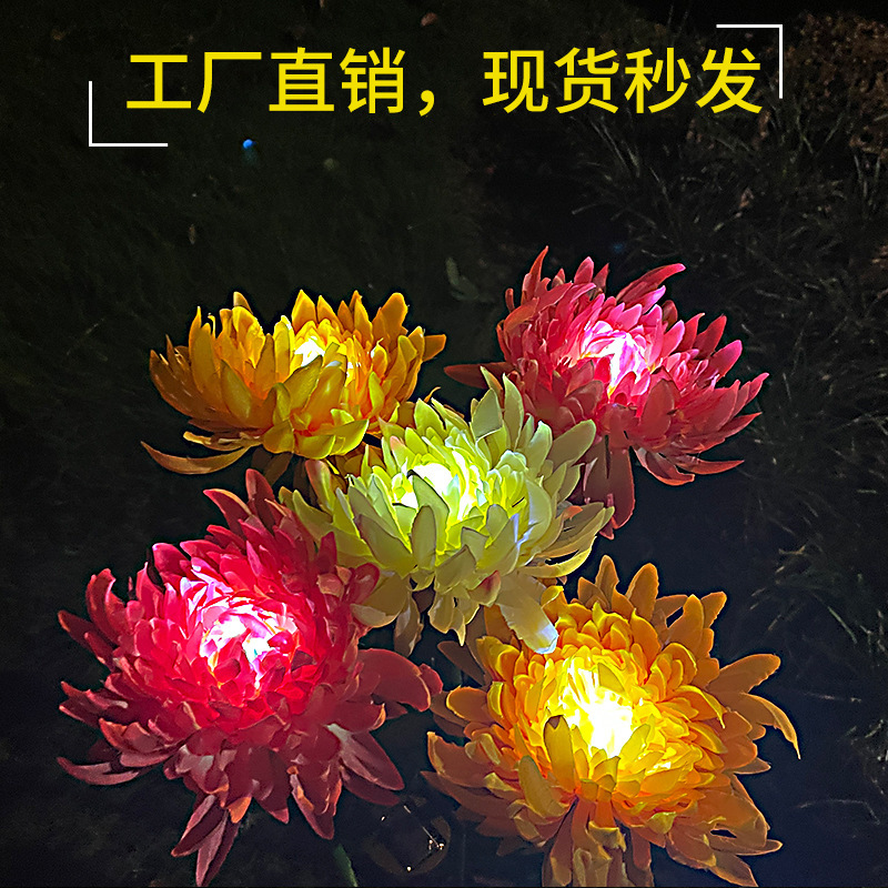 Cross-border new outdoor ground plug lawn courtyard light, garden decoration sensor landscape light, LED solar chrysanthemum light Application Scenario