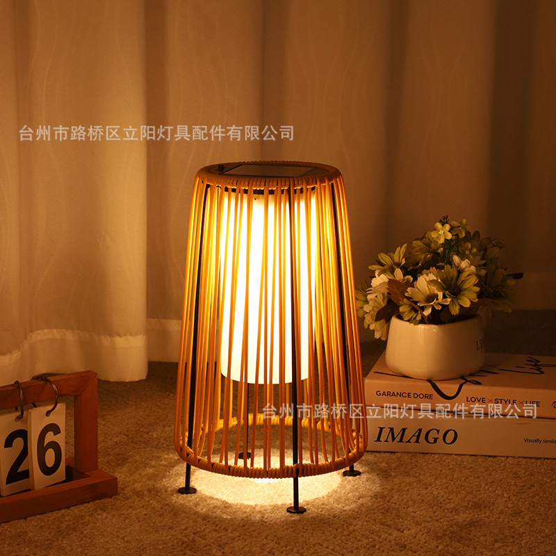 Solar-powered ironwork garden lights, outdoor waterproof rattan weaving lights, villa garden atmosphere decorative lights, solar-powered lawn lights Application Scenario