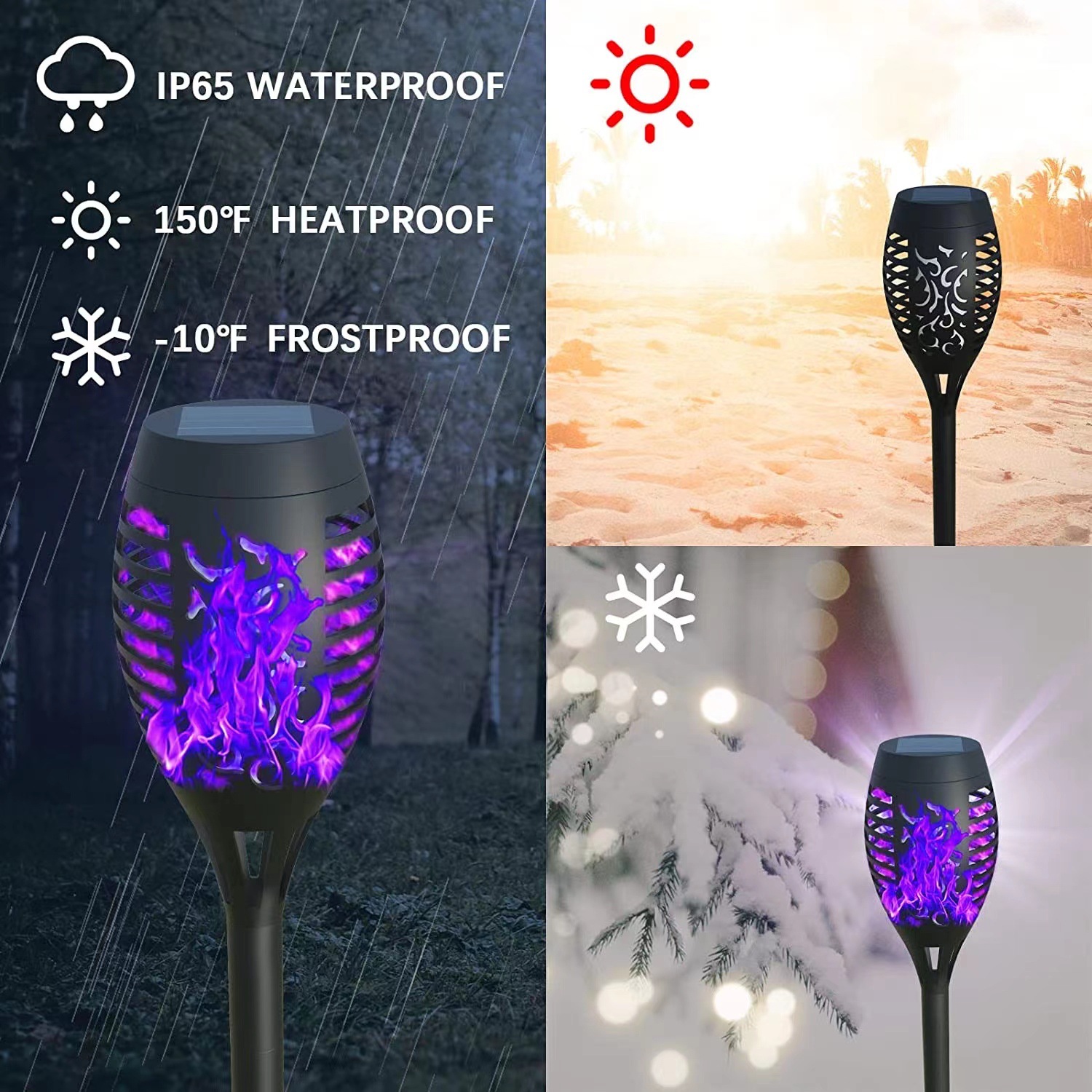 Manufacturer's in-stock solar flame lights, outdoor garden lights, camping decoration 7-color torches, lawn landscape lights Application Scenario