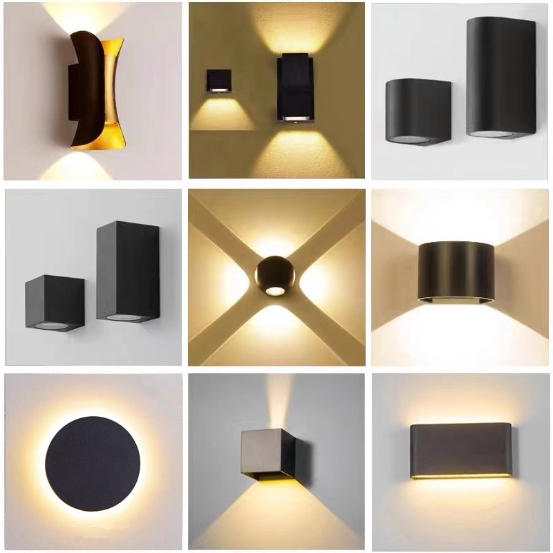 Cross-border outdoor waterproof exterior wall double-head wall lamps, outdoor villa dining room courtyard balcony corridor up and down wall-washing spotlights full figure