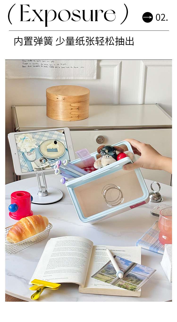 J06-7045 Home Creative multi-functional Tissue box, living room large-capacity tissue box, bedroom desktop simple style miscellaneous storage box detail image 4
