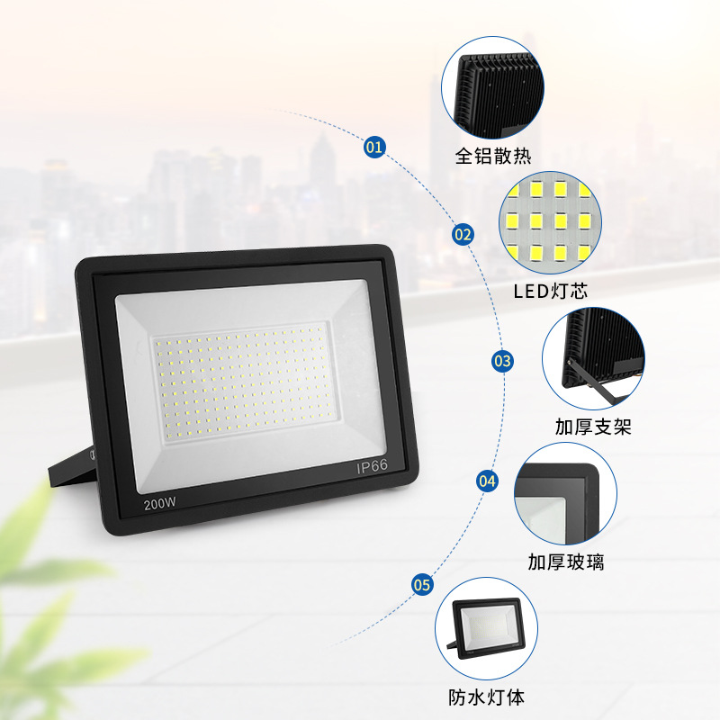 Cross-border small Apple floodlight, waterproof outdoor light, LED floodlight, 100W outdoor light, ultra-thin floodlight manufacturer Application Scenario