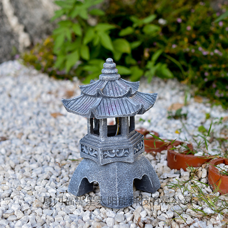 Outdoor solar-powered Chinese-style Zen-inspired small palace lanterns, stone pagoda courtyard decorative garden ornaments, small palace lanterns, and homestay landscape lights Specification drawing