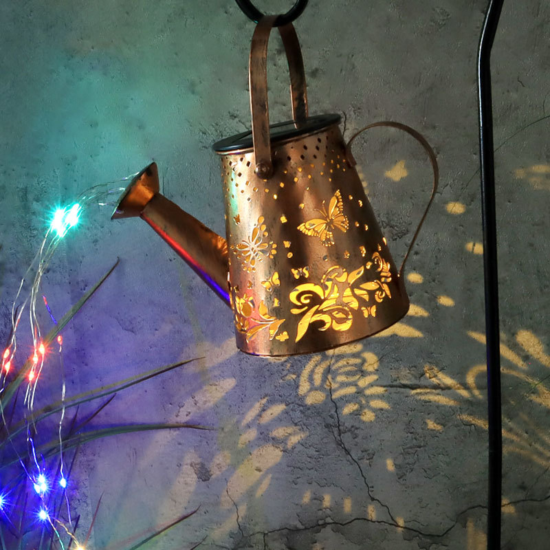 Solar-powered outdoor garden lights, water bottle shower head lights, lawn lights, household floor lamps, decorative ironwork garden landscape lights full figure